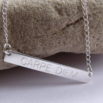 Sterling Silver Bar Necklace Custom - Carpe Diem