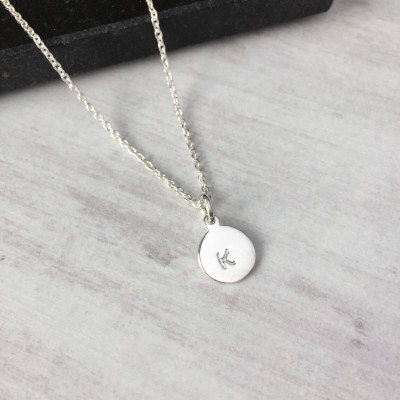 Sterling Silver Initial Disc Necklace/Personalised Letter/Initial/Number/Disc Charm/Everyday Wear/Layer/Single Disc/Gift/UK/choker
