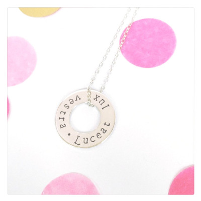 Sterling Silver Latin Washer Necklace