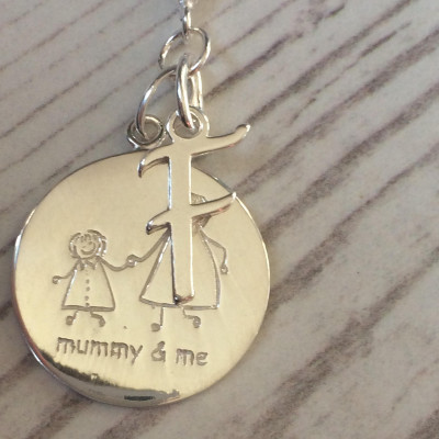 Sterling Silver Mummy & Me Necklace, Personalised Pendant, Pendant, Baby Shower Gift, New Baby Gift, Child, Family, Children, Mother's Gift