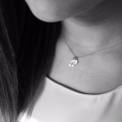 Sterling Silver Musical Note and Initial Tag Necklace with Personalised Scripture, Christian Necklace (free gift box)