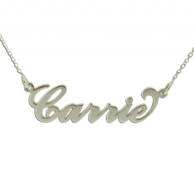 Sterling Silver Name Necklace Carrie Curl Personalised Pendant (small) ANY NAME Including Chain & Gift Box