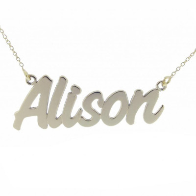 Sterling Silver Name Necklace Challenge Style Pendant ANY NAME with Trace or Curb Chain - Personalised Gift for Women for Her for Daughter