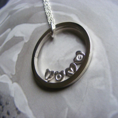 Sterling Silver Personalised Hearts Necklace