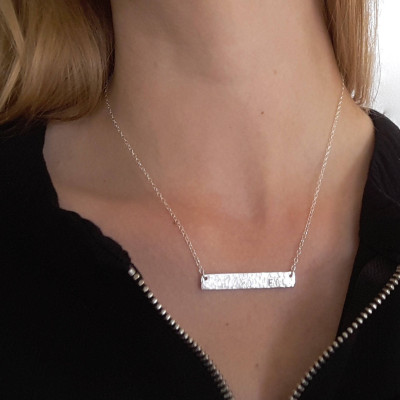 Sterling Silver Personalised Necklace, Silver Stamped Initial Necklace, Silver Monogram Necklace, Silver Bar Necklace, Silver Jewelry
