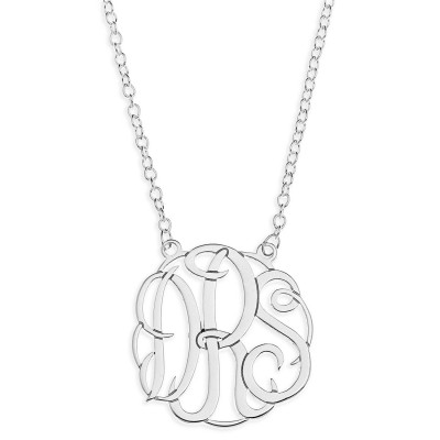 Sterling Silver Three Letter Initial Classic Monogram Necklace