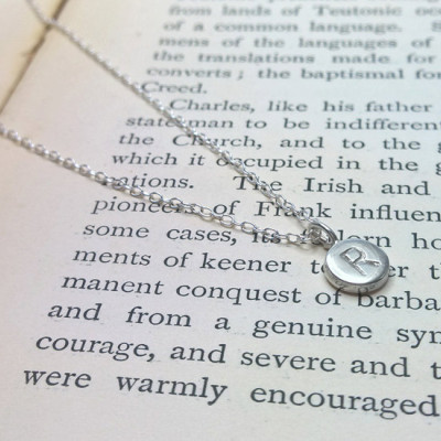 Sterling Silver Tiny Initial Pendant Necklace