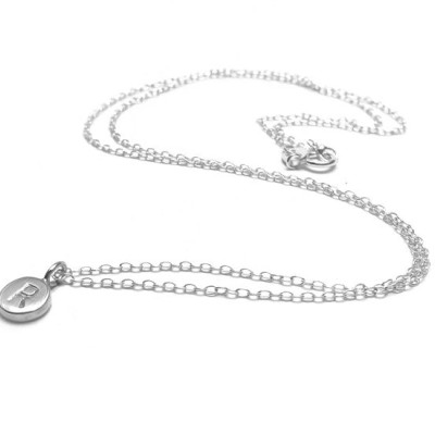 Sterling Silver Tiny Initial Pendant Necklace