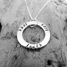 AllBirthStone Sterling Silver Ring Pendant - Live Love Laugh