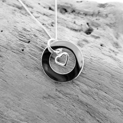 Sterling silver ring pendant with small heart charm!