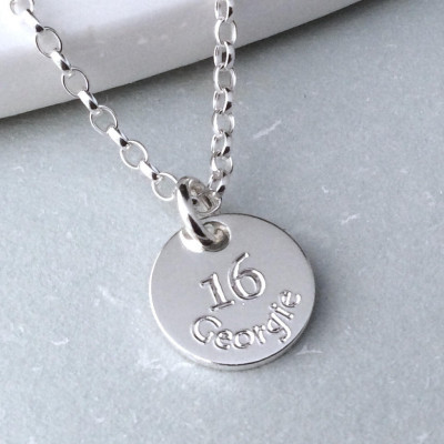 Sweet 16 - 16th birthday - personalised - birthday gift - sterling silver - silver necklace - gifts for daughter - any age, any name