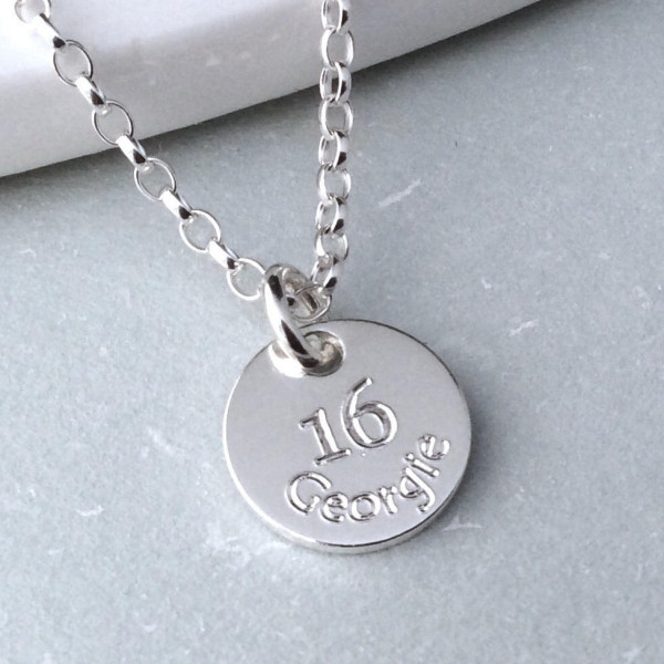 Sweet 16 - 16th birthday - personalised - birthday gift - sterling silver - silver necklace - gifts for daughter - any age, any name