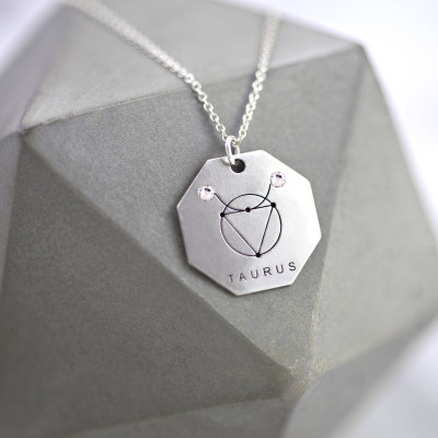 Taurus Sign Necklace | Taurus | May Birthstone | Zodiac Necklace | Astrology Jewelry | Emerald May Necklace | Zodiac Jewelry Gift |