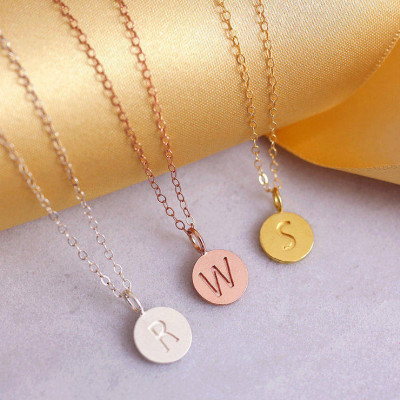 Three Sisters Jewelry | 18k Gift for her | 3 Best Friends | Tiny Letter Necklace | 3 Sisters Jewelry | Disc Necklace | Tiny Letter Necklace