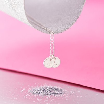 Tiny Initial Necklace - Two Initials - Sterling Silver - Necklace with Two Initials - Layering Necklace - Initial Pendant - Hand Stamped