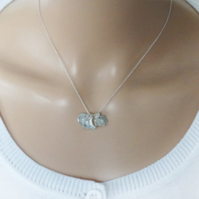 Tiny Silver Charms Necklace With Initial, Sterling Silver