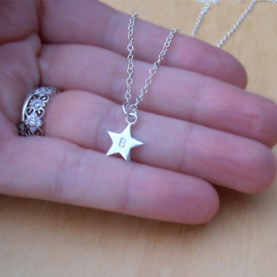 Tiny Silver Star Necklace, 3 Or More Stars With Initials, Personalised, Sterling Silver