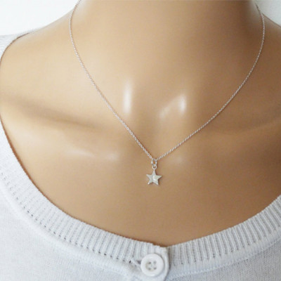Tiny Silver Star Necklace With Initial, Personalised, Sterling Silver