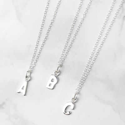 Tiny Sterling Silver Initial Necklace • Letter Necklace • Silver Initial Pendant • Initial Jewelry • Personalised Necklace • Custom Necklace