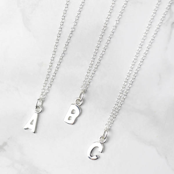 Tiny Sterling Silver Initial Necklace - Letter Necklace - Silver Initial Pendant - Initial Jewelry - Personalised Necklace - Custom Necklace