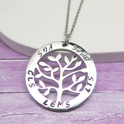 Tree Necklace - Tree of Life Necklace - Tree-of-life Jewelry - Tree-of-life - Tree of Life Pendant - Family Tree Necklace - Hand Stamped