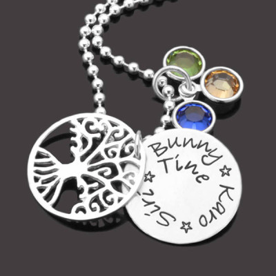 Tree of life necklace BELOVED 925 Silver necklace with engraving family chain friendship