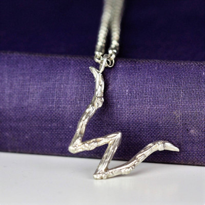 Twig initial Silver Alphabet necklace, monogram silver twig branch necklace, personalized initial rose gold necklace, handmade, A to Z