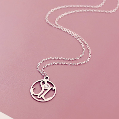 Two Letter Necklace | Eternity Necklace | Initial Necklace | Name Initial Jewelry | Two Tiny Initials | Infinity Necklace | Letter Necklace