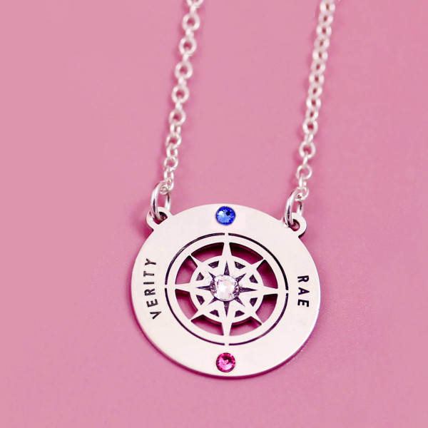 Two Sisters Necklace | Soul Sisters Jewelry | Compass Charm | Two Sisters Jewelry | Let Love grow | I Miss You | Ill Love you Forever |