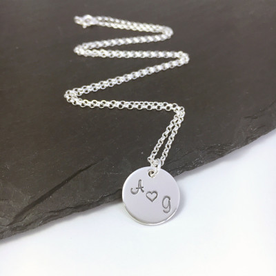 Two initials necklace, anniversary gift,  personalised sterling silver necklace, romantic jewellery, gift for girlfriend, heart necklace