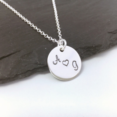 Two initials necklace, anniversary gift,  personalised sterling silver necklace, romantic jewellery, gift for girlfriend, heart necklace