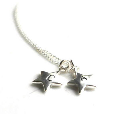 Two star initial necklace - Personalised star initial necklace - Friendship necklace - Best friends gift - Sisters necklace