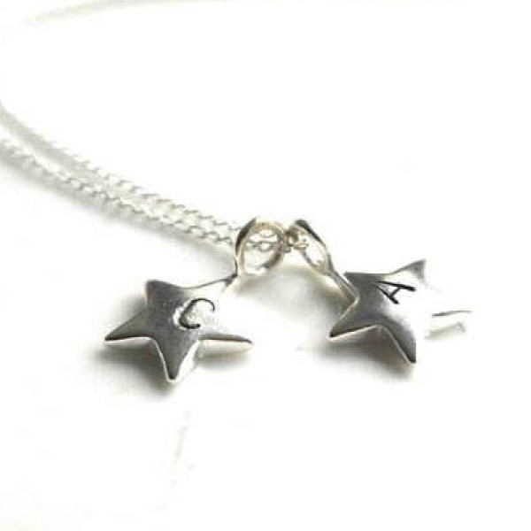 Two star initial necklace - Personalised star initial necklace - Friendship necklace - Best friends gift - Sisters necklace