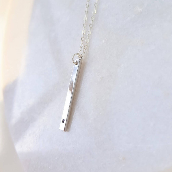 Vertical bar necklace, initial jewellery, letter necklace, minimalist bar necklace, bridesmaid gift, sister jewelry, wife gift, gift for her
