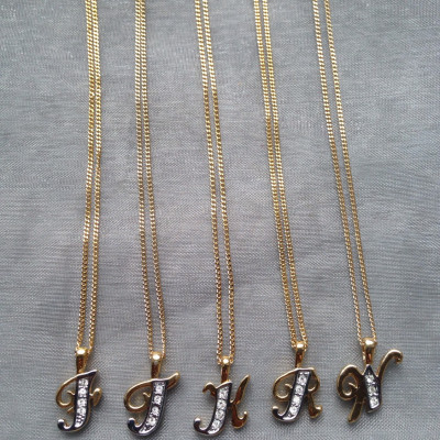 Vintage 18 carat gold plated K initial necklace
