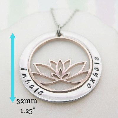 Yoga Necklace - Personalized Necklace - Lotus Flower Jewelry - Spiritual Pendant - Mindfulness Gift - Hand Stamped Jewelry - Handstamped
