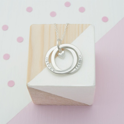 Always In My Heart Personalised Necklace, Russian 2 Ring Name Necklace, Gifts For Her, Gift For Mum, Gifts For Mom, Family Names Necklace Always In My Heart Personalised Necklace, Russian 2 Ring Name Necklace, Gifts For Her, Gift For Mum, Gifts For Mom, Family Names Necklace