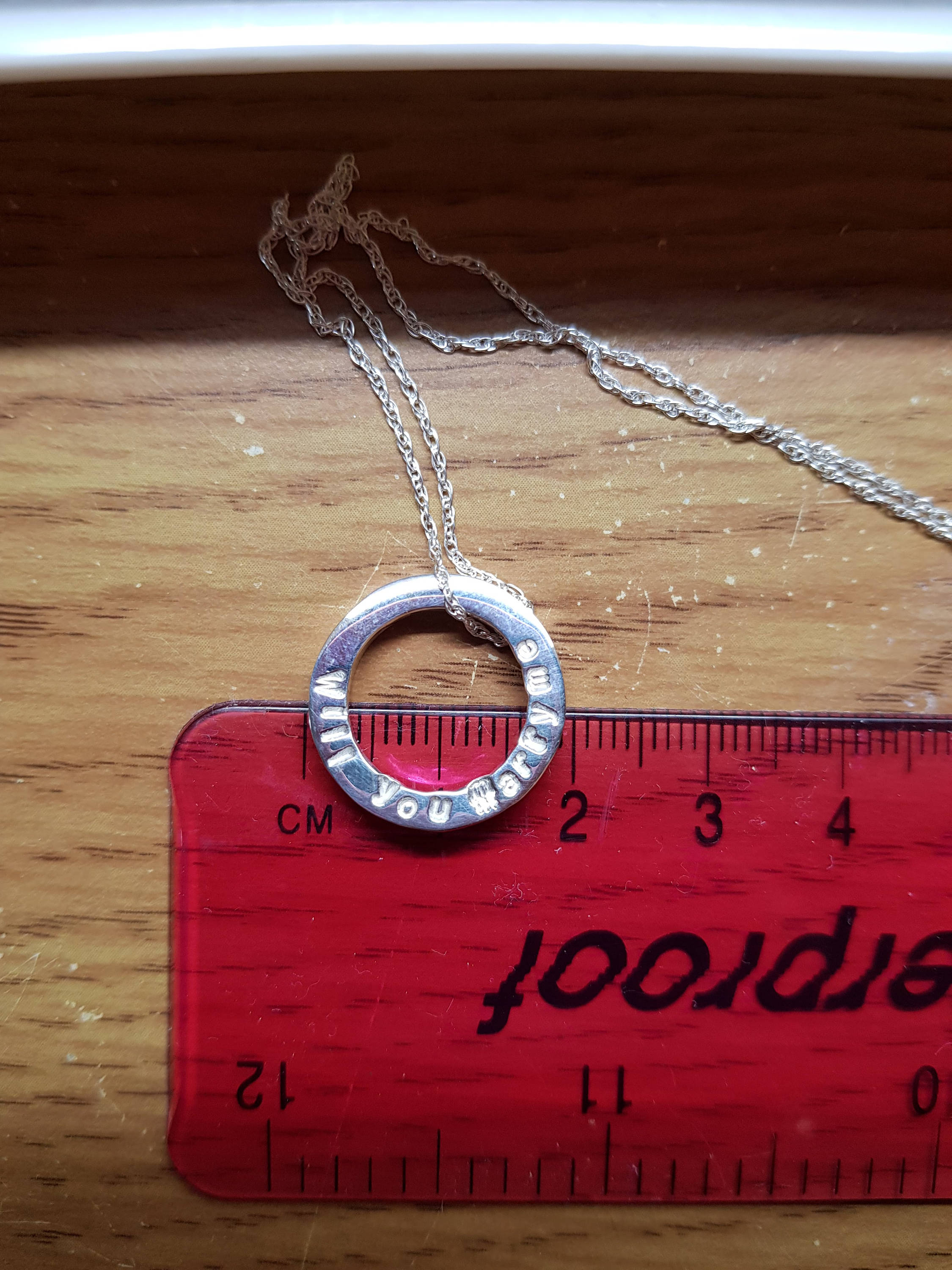 Engagement ring, Will you marry me, Personalised loop/ring pendant