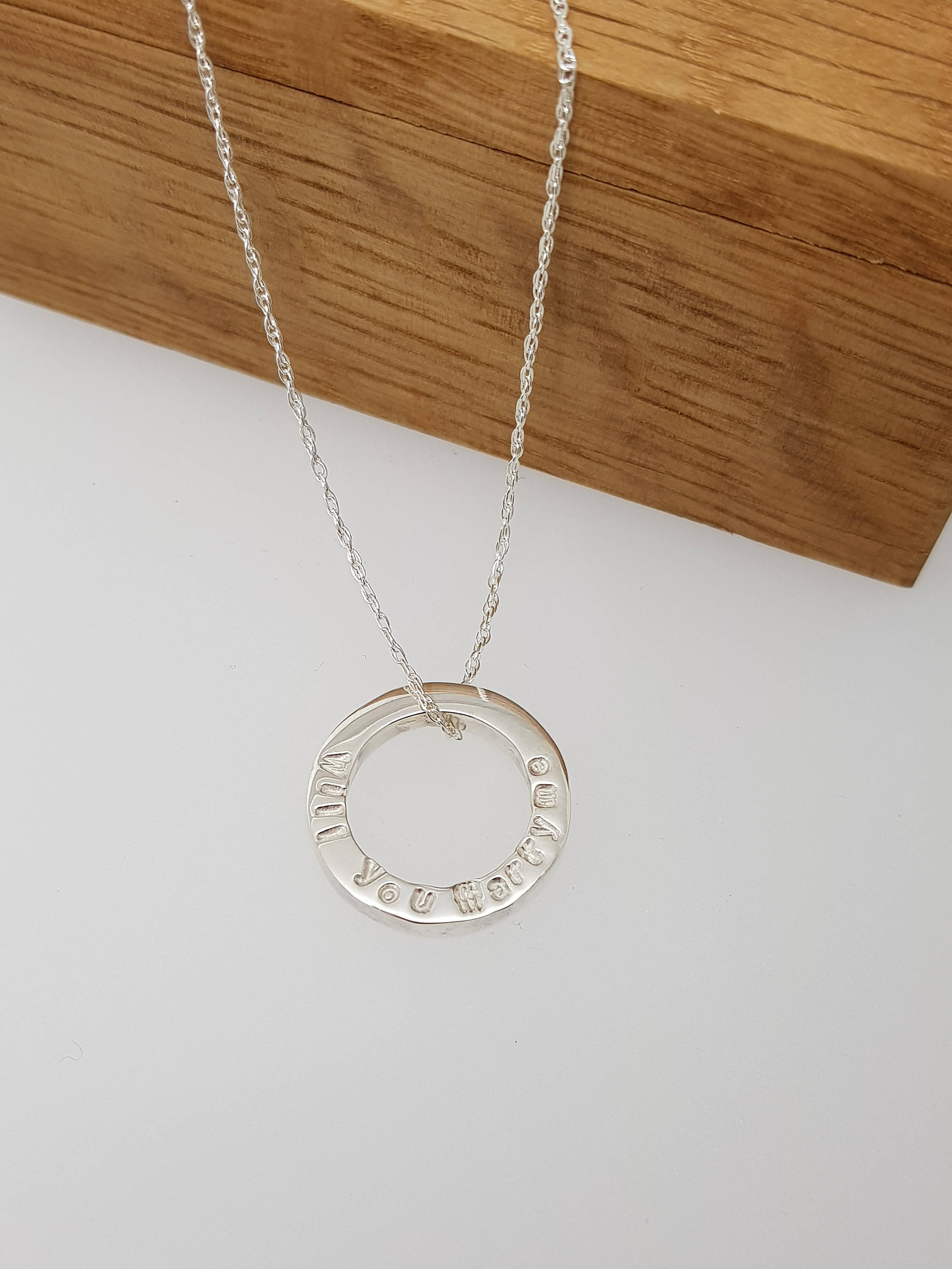 Engagement ring, Will you marry me, Personalised loop/ring pendant