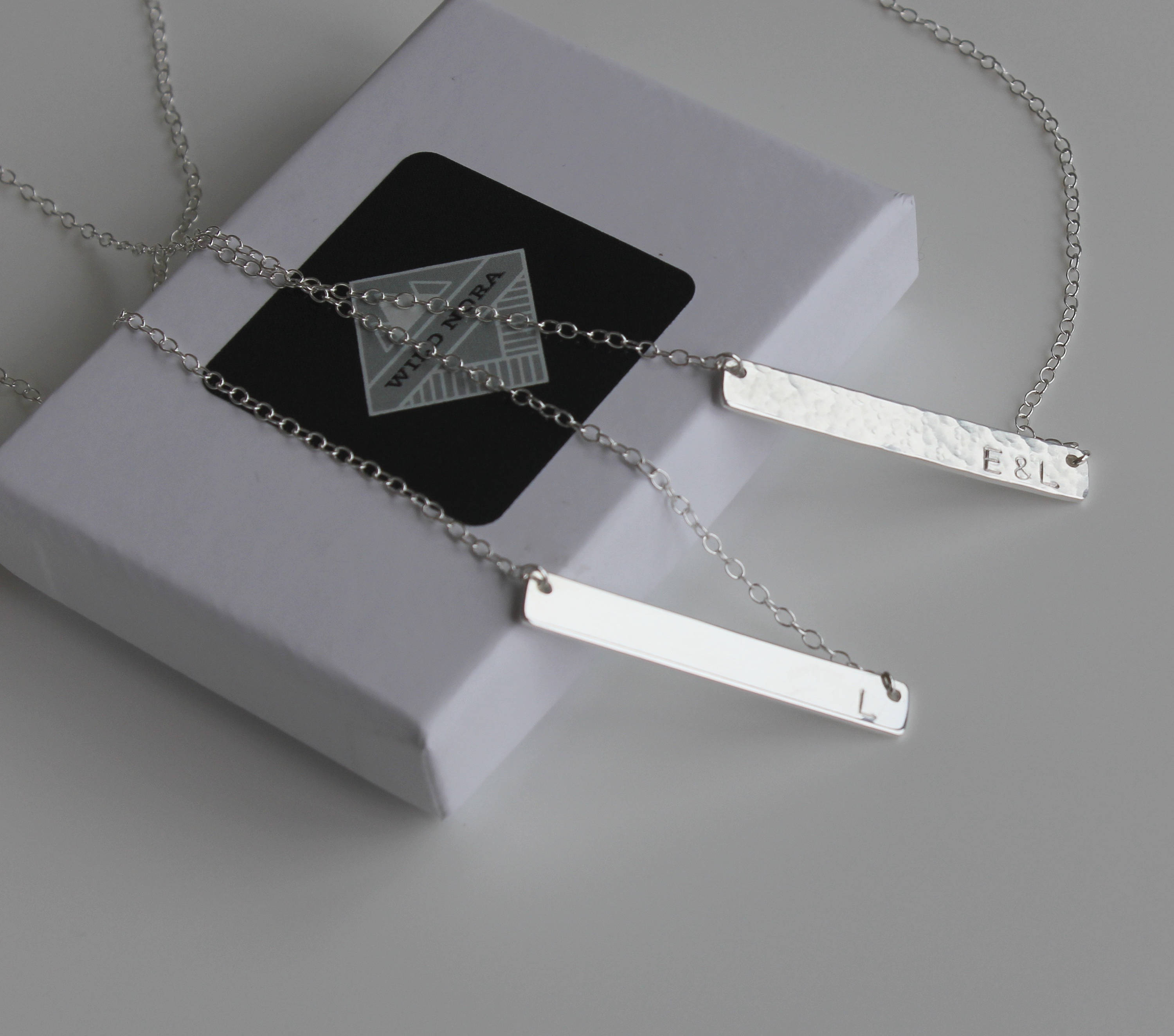 Sterling Silver Personalised Necklace, Silver Stamped Initial Necklace