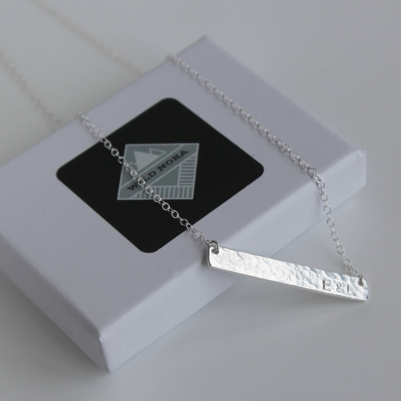 Sterling Silver Personalised Necklace, Silver Stamped Initial Necklace