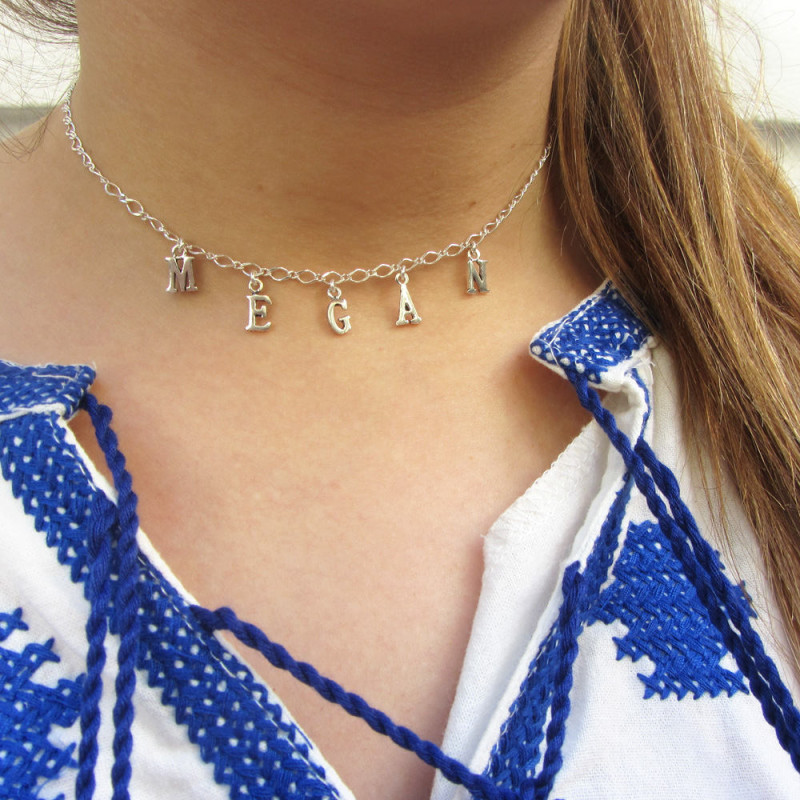 name choker necklace, name choker, custom name choker,boho choker