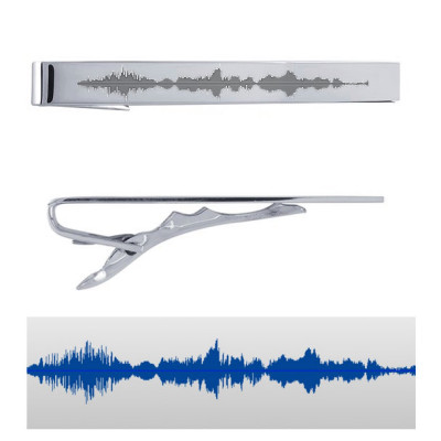 Actual Voice recording or EKG / ECG sound wave sterling silver tie clip Custom sonic waveform tie bar  - Gifts for Father's day & New Dads