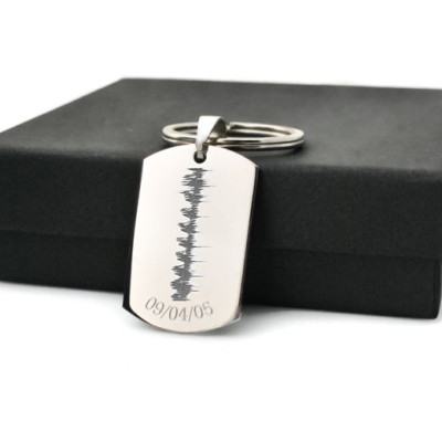 Actual baby sonogram heartbeat | EKG | ECG | sound wave stainless steel dog tag keychain Unisex gift - Personalized custom keepsake