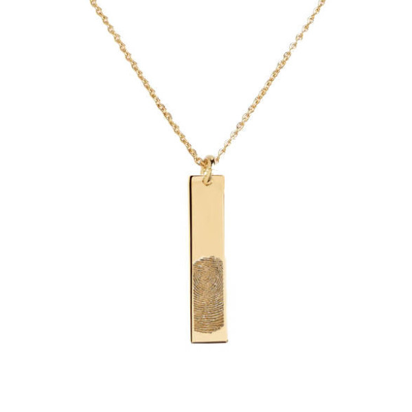 Actual fingerprint vertical bar necklace in sterling silver,  rose or yellow gold fill - handwriting & signature bespoke pendant custom made