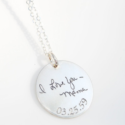 Actual handwriting necklace - loved ones or your own writing or artwork immortalized in sterling silver - Signature necklace - personalized