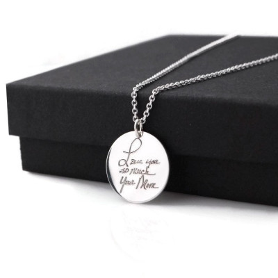 Actual handwriting pendant necklace in sterling silver - personalized gift - Memorial jewelry - engraved replica keepsake of handwriting