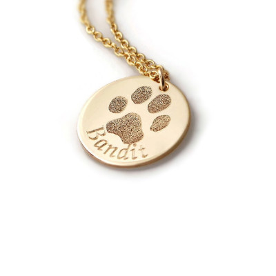 Actual pet paw or nose print personalized pendant necklace - sterling silver, 14k yellow or rose gold filled dog or cat - pet memorial
