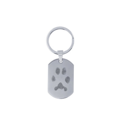 Actual pet's paw print stainless steel dog tag keychain or pendant UNIQUE gift for men - Personalized key fob