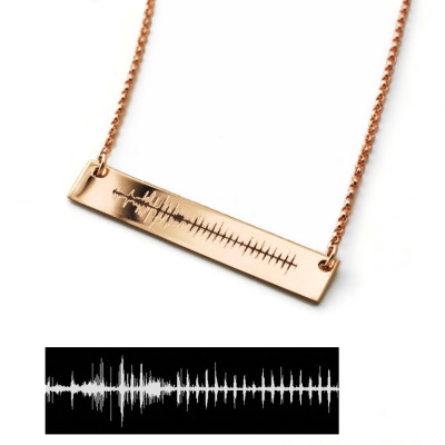 Actual sonic waveform horizontal bar nameplate reversible necklace | Voice recording sound wave | Custom engraved gifts for women
